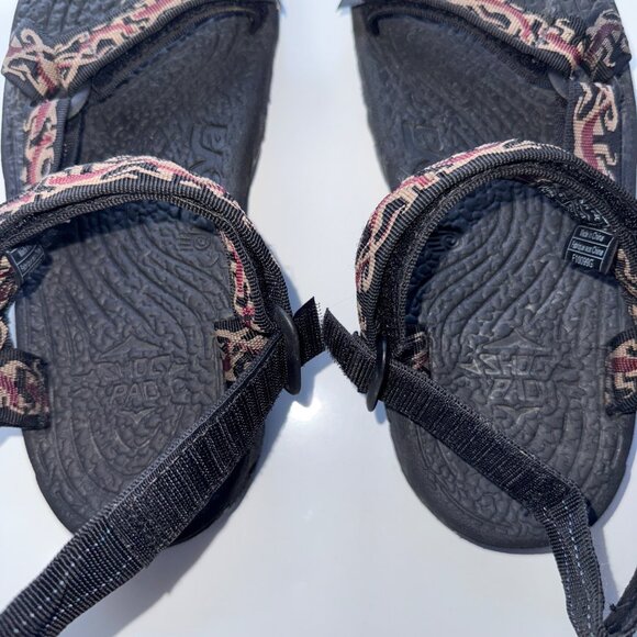 Teva Sz 10 Hiking Sandals Terradactyl Shock Pad Black & Multi Strap Adjustable - Picture 11 of 12